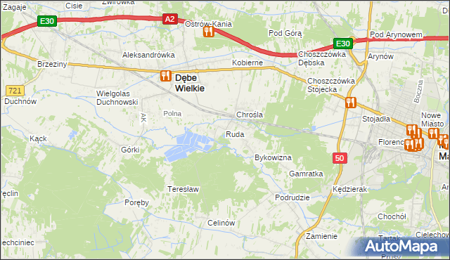 mapa Ruda gmina Dębe Wielkie, Ruda gmina Dębe Wielkie na mapie Targeo