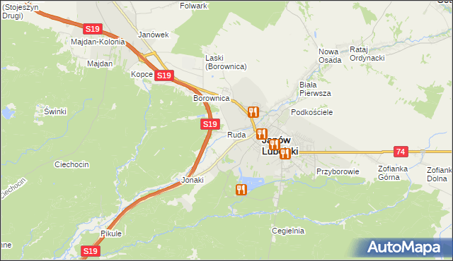 mapa Ruda gmina Janów Lubelski, Ruda gmina Janów Lubelski na mapie Targeo