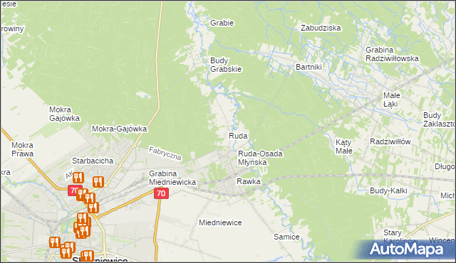 mapa Ruda gmina Skierniewice, Ruda gmina Skierniewice na mapie Targeo