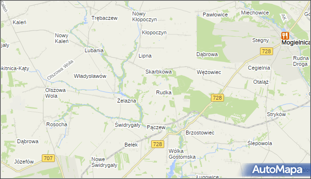 mapa Rudka gmina Sadkowice, Rudka gmina Sadkowice na mapie Targeo
