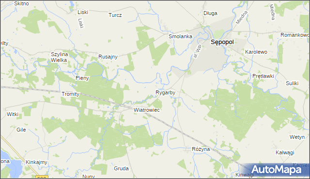 mapa Rygarby, Rygarby na mapie Targeo