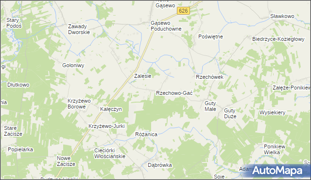 mapa Rzechowo-Gać, Rzechowo-Gać na mapie Targeo