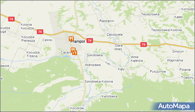 mapa Rzeczyce gmina Frampol, Rzeczyce gmina Frampol na mapie Targeo