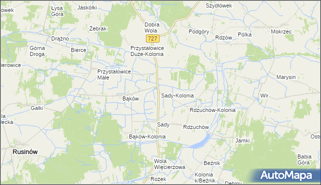 mapa Sady-Kolonia, Sady-Kolonia na mapie Targeo