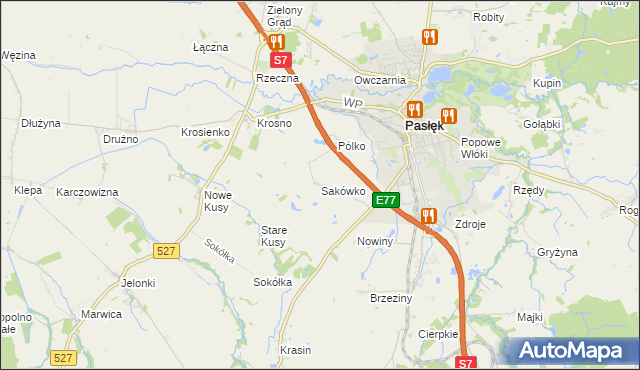 mapa Sakówko, Sakówko na mapie Targeo