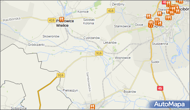 mapa Samborowice gmina Pietrowice Wielkie, Samborowice gmina Pietrowice Wielkie na mapie Targeo