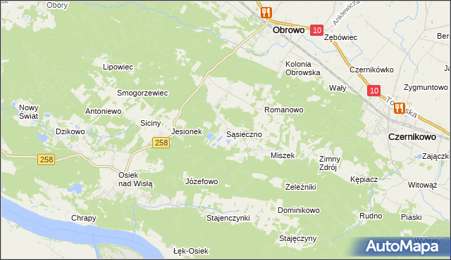 mapa Sąsieczno gmina Obrowo, Sąsieczno gmina Obrowo na mapie Targeo