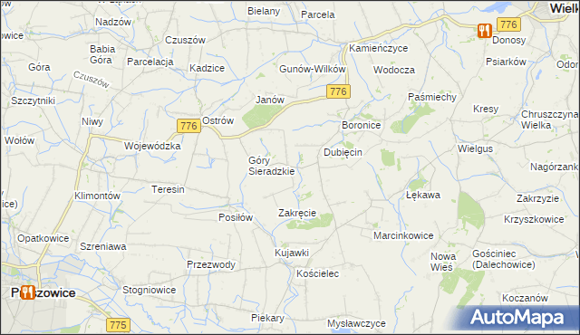 mapa Sieradzice, Sieradzice na mapie Targeo