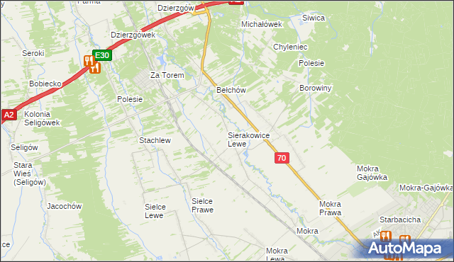 mapa Sierakowice Lewe, Sierakowice Lewe na mapie Targeo