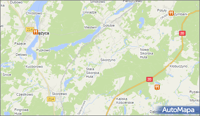 mapa Sikorzyno, Sikorzyno na mapie Targeo