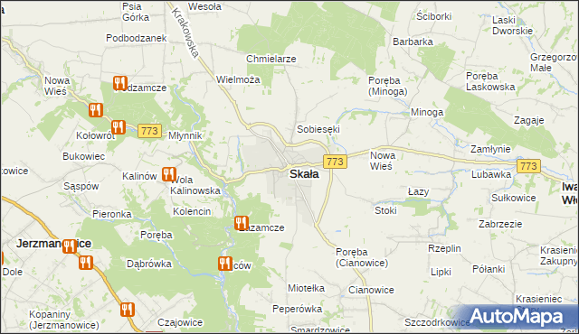 mapa Skała powiat krakowski, Skała powiat krakowski na mapie Targeo