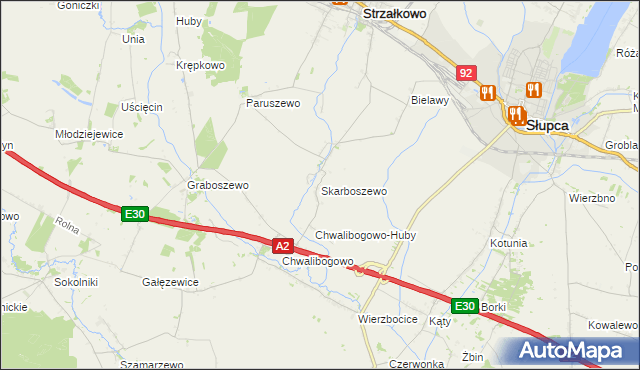 mapa Skarboszewo gmina Strzałkowo, Skarboszewo gmina Strzałkowo na mapie Targeo