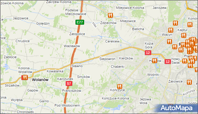 mapa Ślepowron, Ślepowron na mapie Targeo