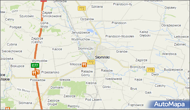 mapa Słomniki, Słomniki na mapie Targeo