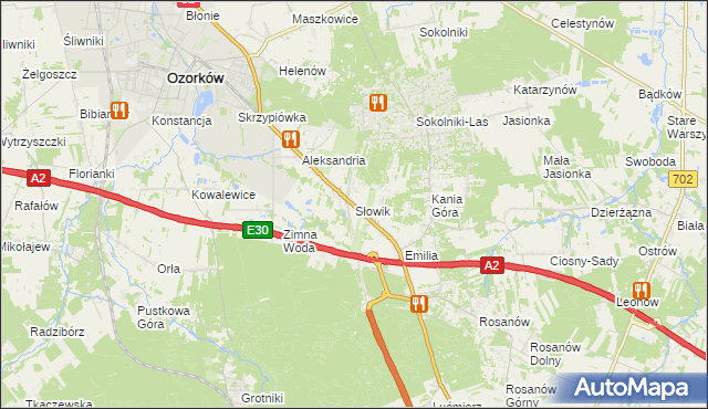 mapa Słowik gmina Zgierz, Słowik gmina Zgierz na mapie Targeo