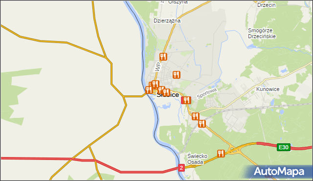 mapa Słubice, Słubice na mapie Targeo