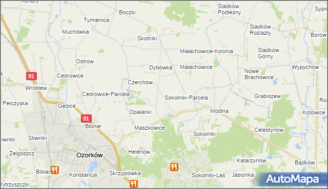 mapa Sokolniki-Parcela, Sokolniki-Parcela na mapie Targeo