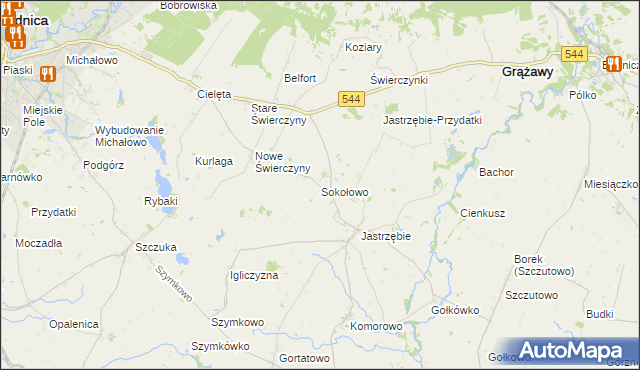 mapa Sokołowo gmina Bartniczka, Sokołowo gmina Bartniczka na mapie Targeo