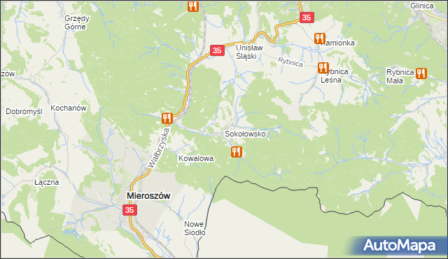 mapa Sokołowsko, Sokołowsko na mapie Targeo