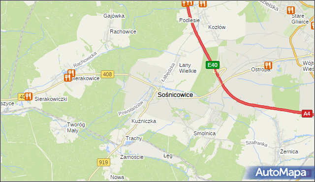 mapa Sośnicowice, Sośnicowice na mapie Targeo