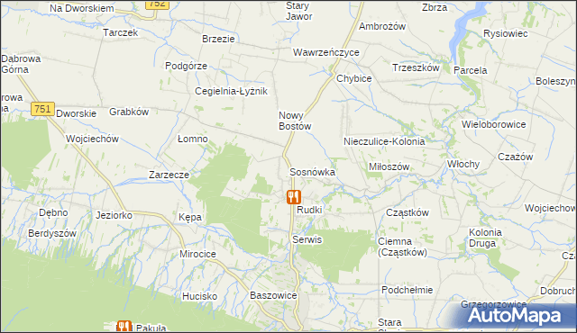 mapa Sosnówka gmina Nowa Słupia, Sosnówka gmina Nowa Słupia na mapie Targeo