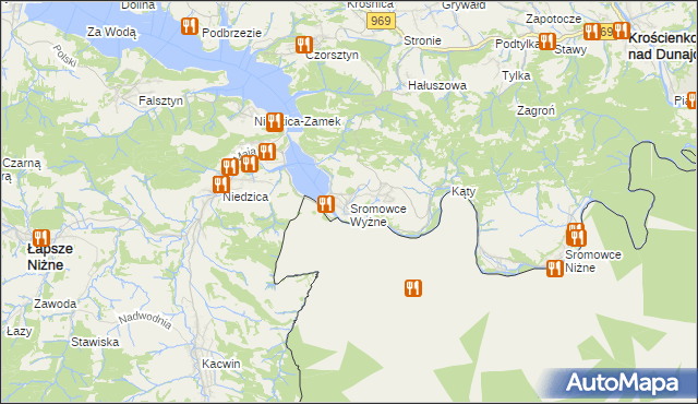 mapa Sromowce Wyżne, Sromowce Wyżne na mapie Targeo