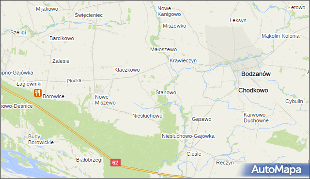 mapa Stanowo gmina Bodzanów, Stanowo gmina Bodzanów na mapie Targeo