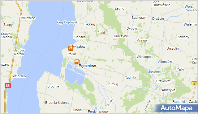 mapa Stara Dąbrowa gmina Pęczniew, Stara Dąbrowa gmina Pęczniew na mapie Targeo