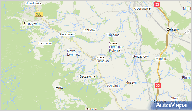 mapa Stara Łomnica, Stara Łomnica na mapie Targeo