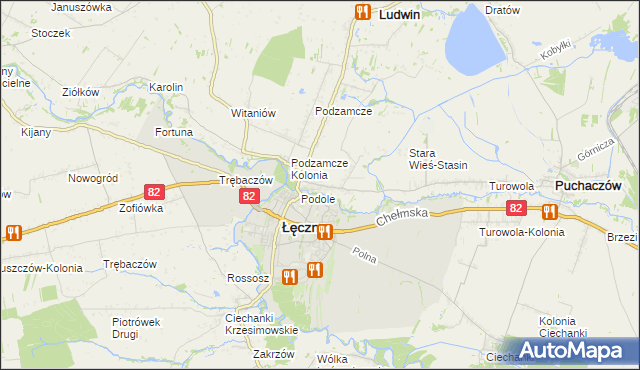 mapa Stara Wieś gmina Łęczna, Stara Wieś gmina Łęczna na mapie Targeo