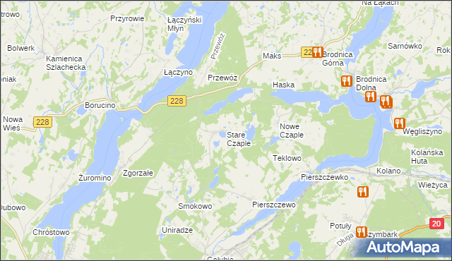 mapa Stare Czaple gmina Stężyca, Stare Czaple gmina Stężyca na mapie Targeo