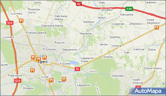 mapa Stare Łagiewniki, Stare Łagiewniki na mapie Targeo