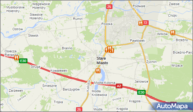 mapa Stare Miasto powiat koniński, Stare Miasto powiat koniński na mapie Targeo