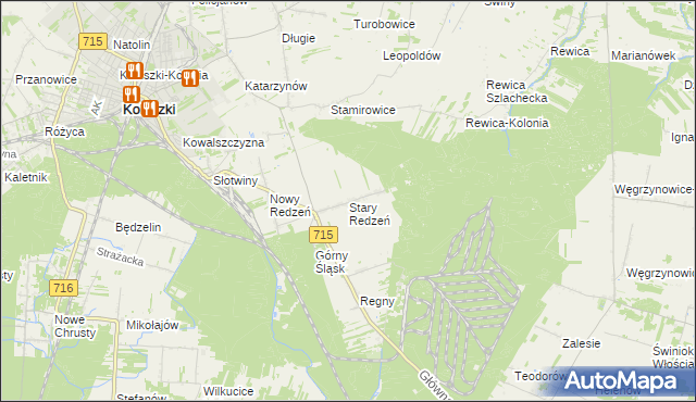 mapa Stary Redzeń, Stary Redzeń na mapie Targeo