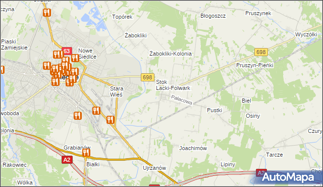 mapa Stok Lacki, Stok Lacki na mapie Targeo