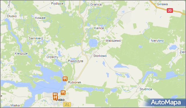 mapa Storkowo gmina Ińsko, Storkowo gmina Ińsko na mapie Targeo