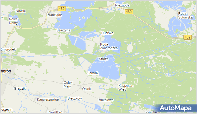 mapa Stróże gmina Żmigród, Stróże gmina Żmigród na mapie Targeo