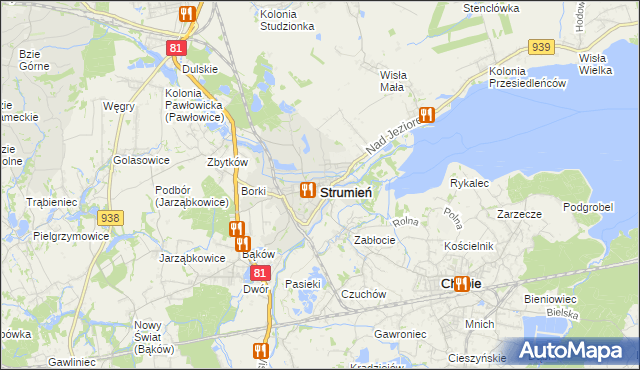 mapa Strumień powiat cieszyński, Strumień powiat cieszyński na mapie Targeo