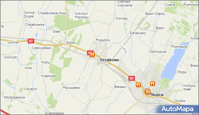 mapa Strzałkowo powiat słupecki, Strzałkowo powiat słupecki na mapie Targeo