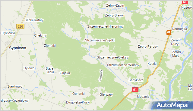 mapa Strzemieczne-Oleksy, Strzemieczne-Oleksy na mapie Targeo