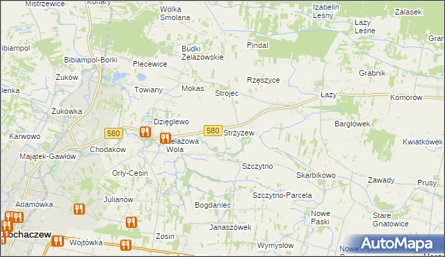 mapa Strzyżew gmina Kampinos, Strzyżew gmina Kampinos na mapie Targeo