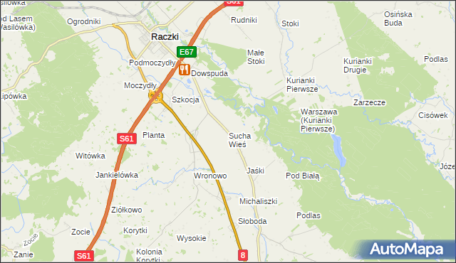 mapa Sucha Wieś, Sucha Wieś na mapie Targeo