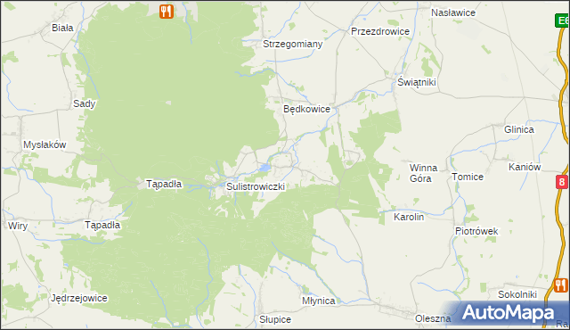 mapa Sulistrowice gmina Sobótka, Sulistrowice gmina Sobótka na mapie Targeo
