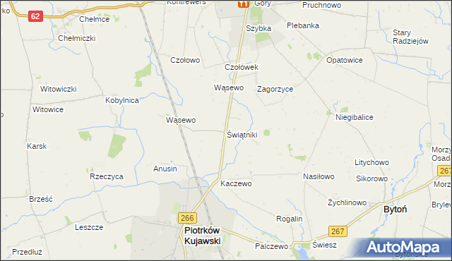 mapa Świątniki gmina Piotrków Kujawski, Świątniki gmina Piotrków Kujawski na mapie Targeo