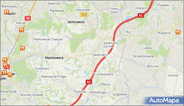 mapa Świerklany, Świerklany na mapie Targeo