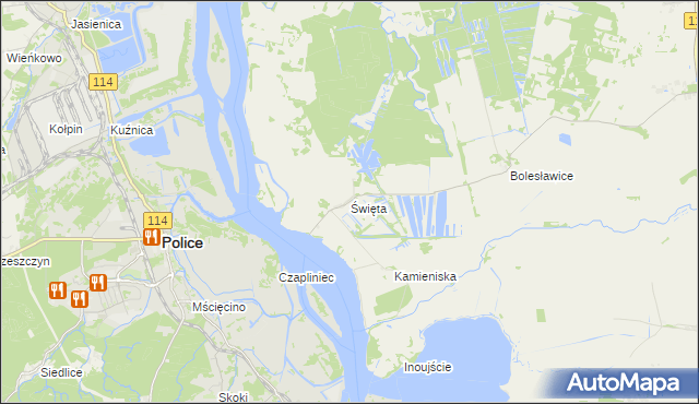 mapa Święta gmina Goleniów, Święta gmina Goleniów na mapie Targeo
