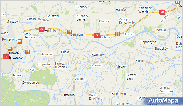 mapa Świniary gmina Drwinia, Świniary gmina Drwinia na mapie Targeo