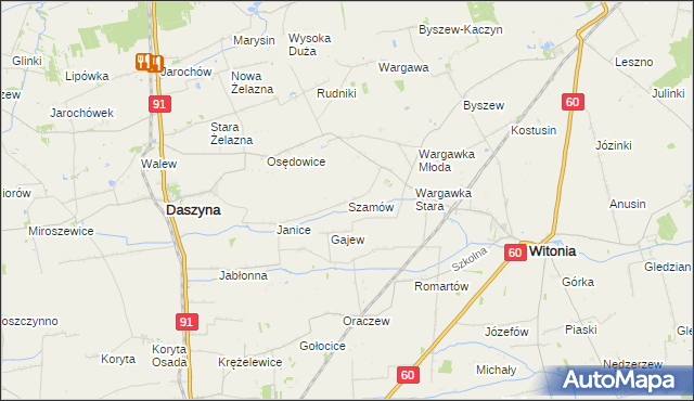 mapa Szamów, Szamów na mapie Targeo