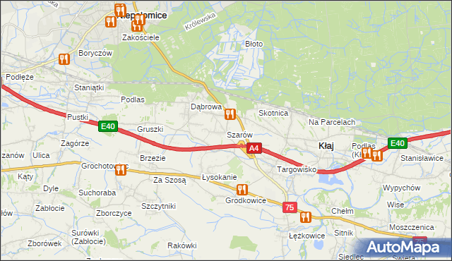 mapa Szarów gmina Kłaj, Szarów gmina Kłaj na mapie Targeo