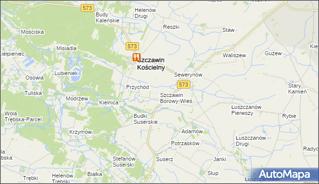 mapa Szczawin Borowy-Wieś, Szczawin Borowy-Wieś na mapie Targeo